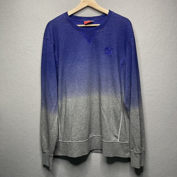 Puma Gradient Blue To Gray Crewneck Sweatshirt Pullover L - Picture 1 of 8